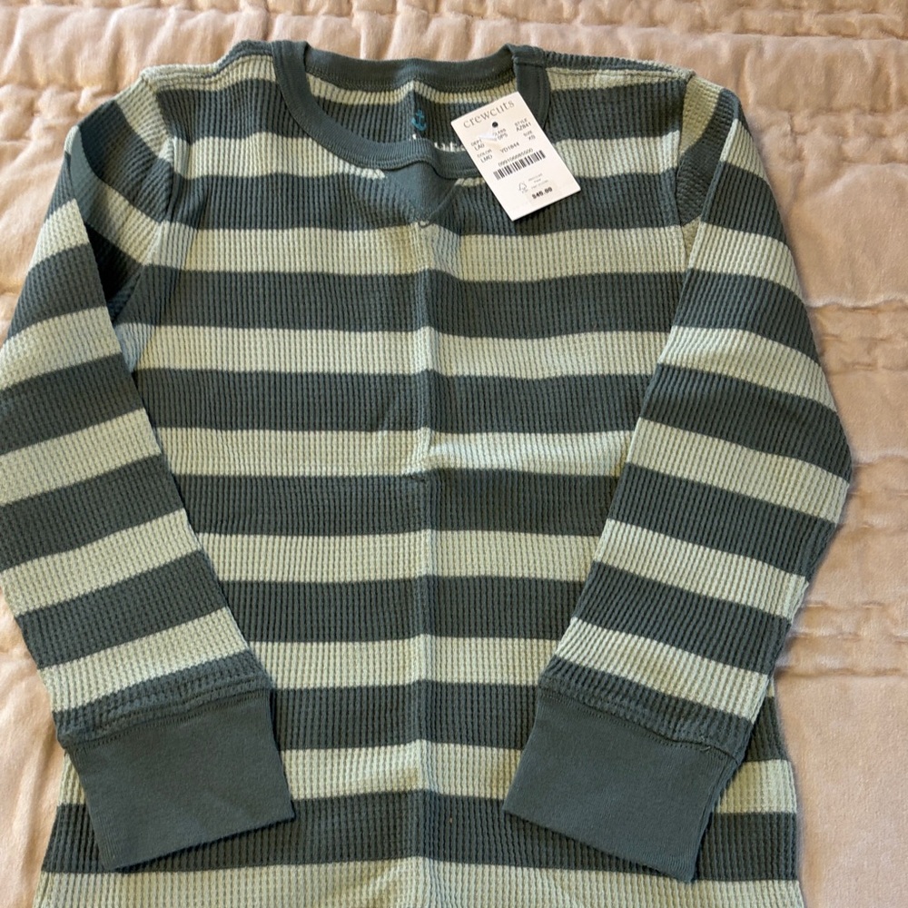 Crewcuts Green Striped Long Sleeve Tee